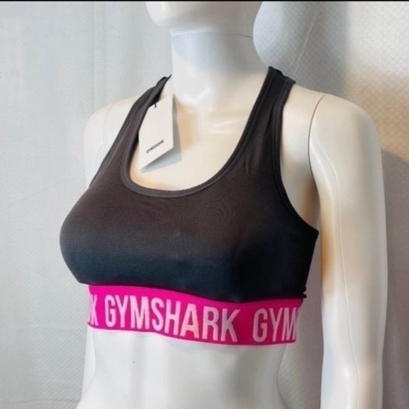 Gymshark Racer‎ Back Sports Seamless Charcoal Pink Sport Bra Size M - Picture 8 of 9